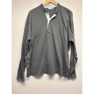 Qatar Airways Henley Shirt Men's Gray Long Sleeve Comfort Travel‎ Pullover L/XL